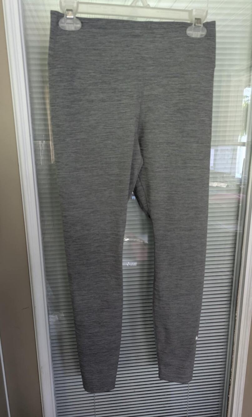 Nike One Women's Mid-Rise Tight Training Leggings Iron Grey White Logo Size M